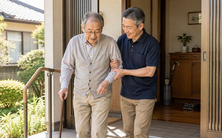 歩行のお手伝いのようす（サンプル画像）